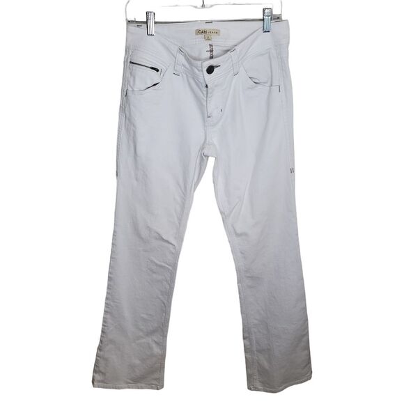 Cabi White Zipper Pockets Bootcut Denim Jeans size 6 - Picture 1 of 7